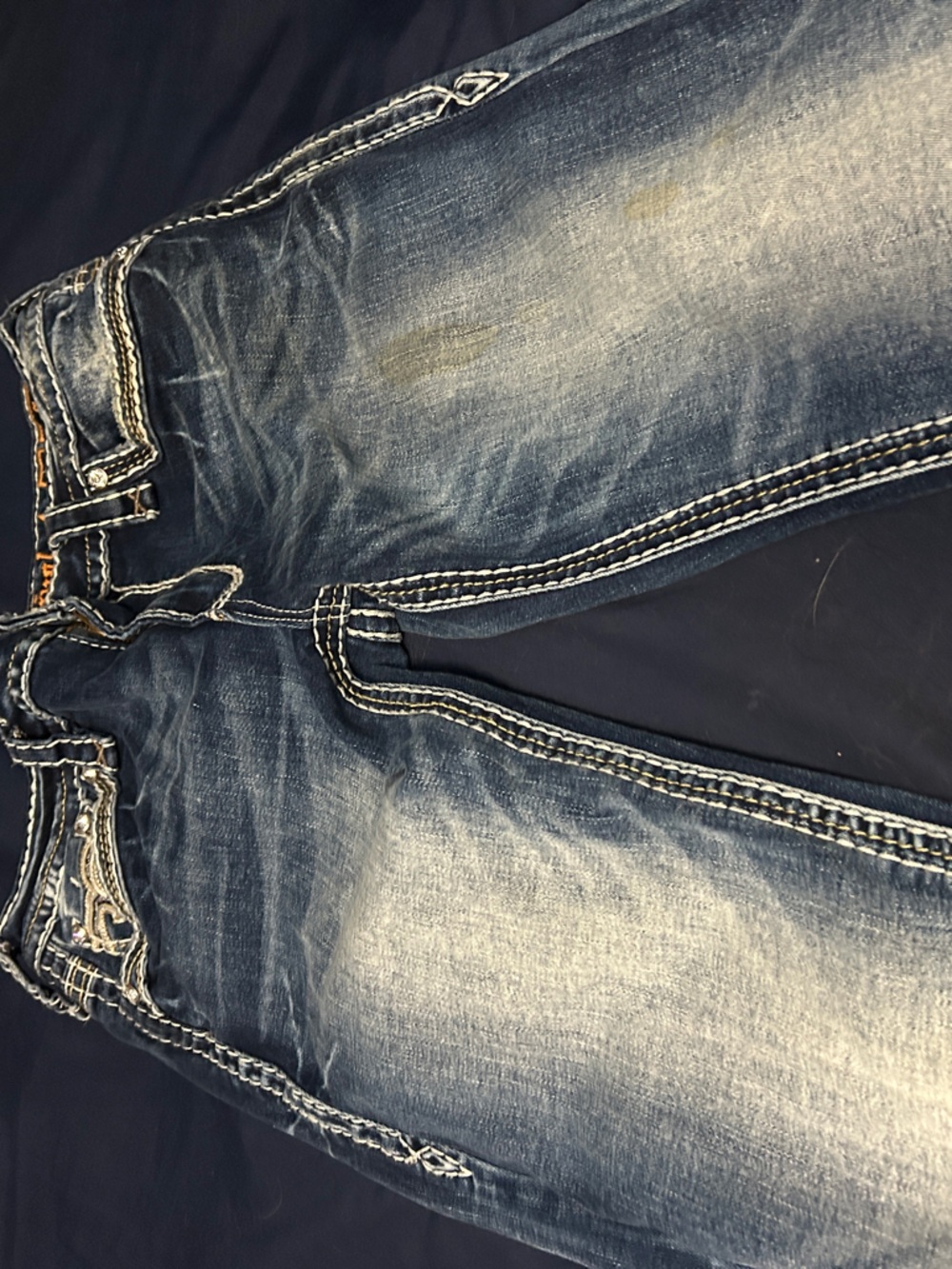 Rock Revival Yui Distressed Light Wash mid-rise Boot Cut Jeans Size 30 inseam 33 - Picture 2 of 9